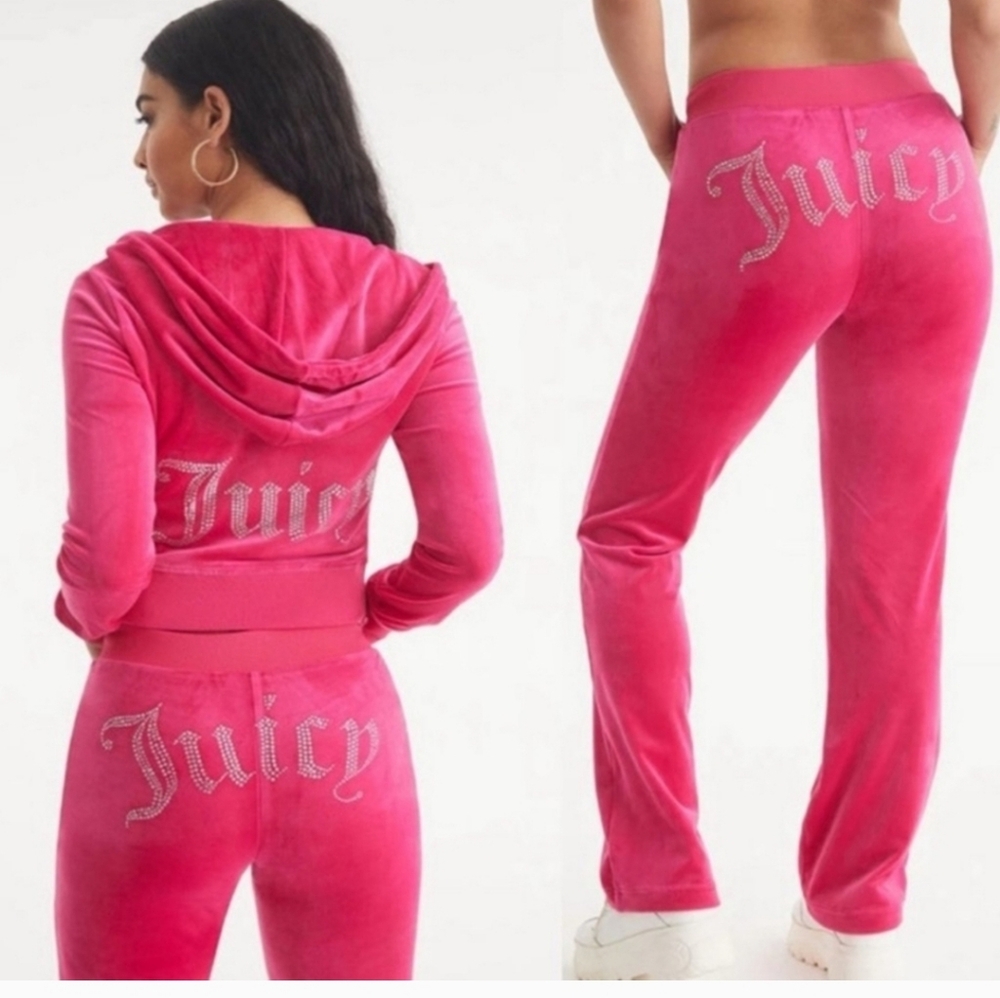 💕▪️Juicy Couture▪️ 2 Pc  Pink Velour Zip Up Hoodie Jacket and pants NWT